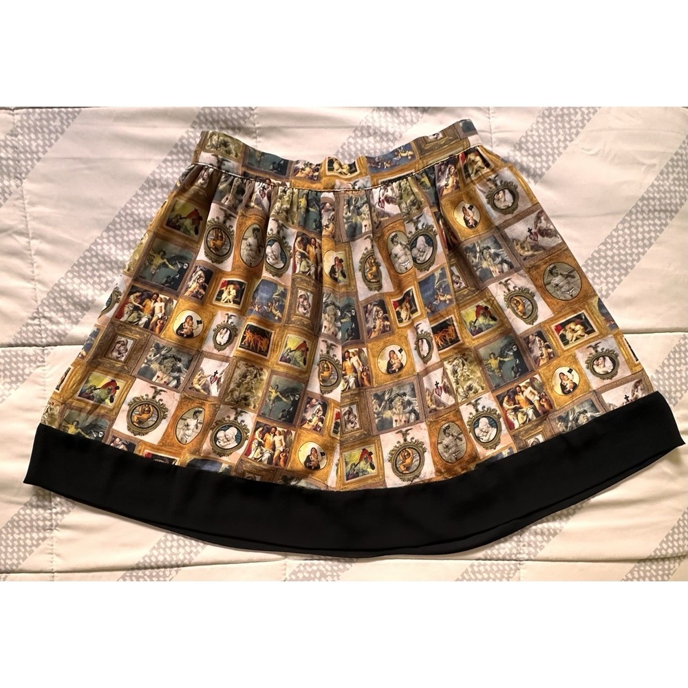 ANTIPODIUM London 100% Silk Mini Skirt "Exclusive Print" Renaissance Art US 6 - Picture 3 of 15